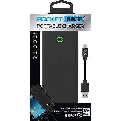 Tzumi - PocketJuice Endurance 12000 <strong>mAh Portable Charger</strong> - Black. . Pocket juice 20000 mah portable charger